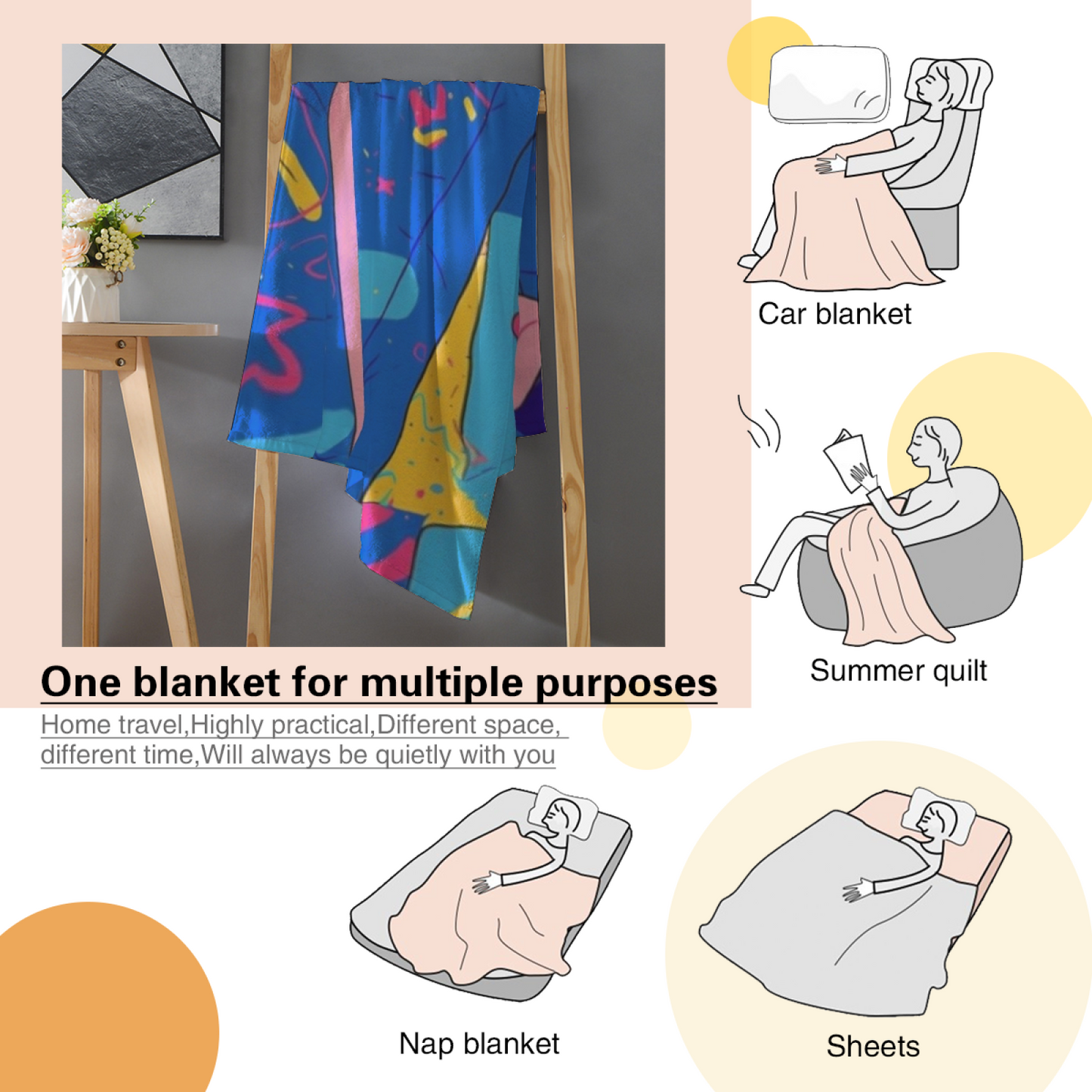 Modern Graphic Throw Blanket ¨C Colorful Decorative Printed Blanket