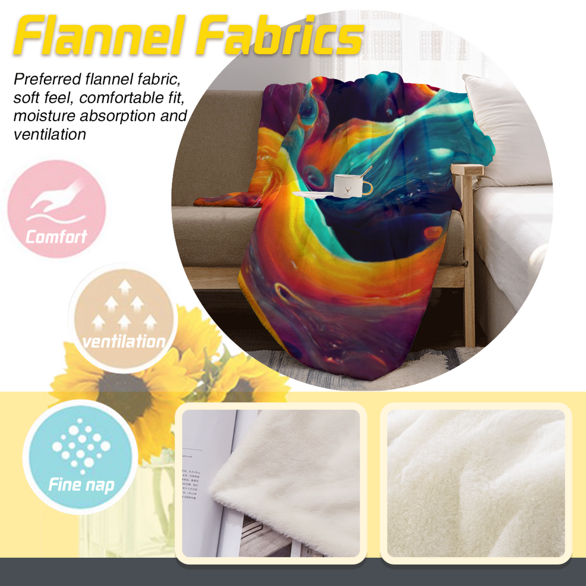 Fern Reverie Soft Neutral Art Decorative Flannel Blanket