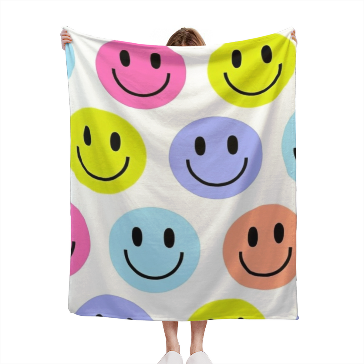 Rainbow Smiley Pop All-Season Flannel Blanket