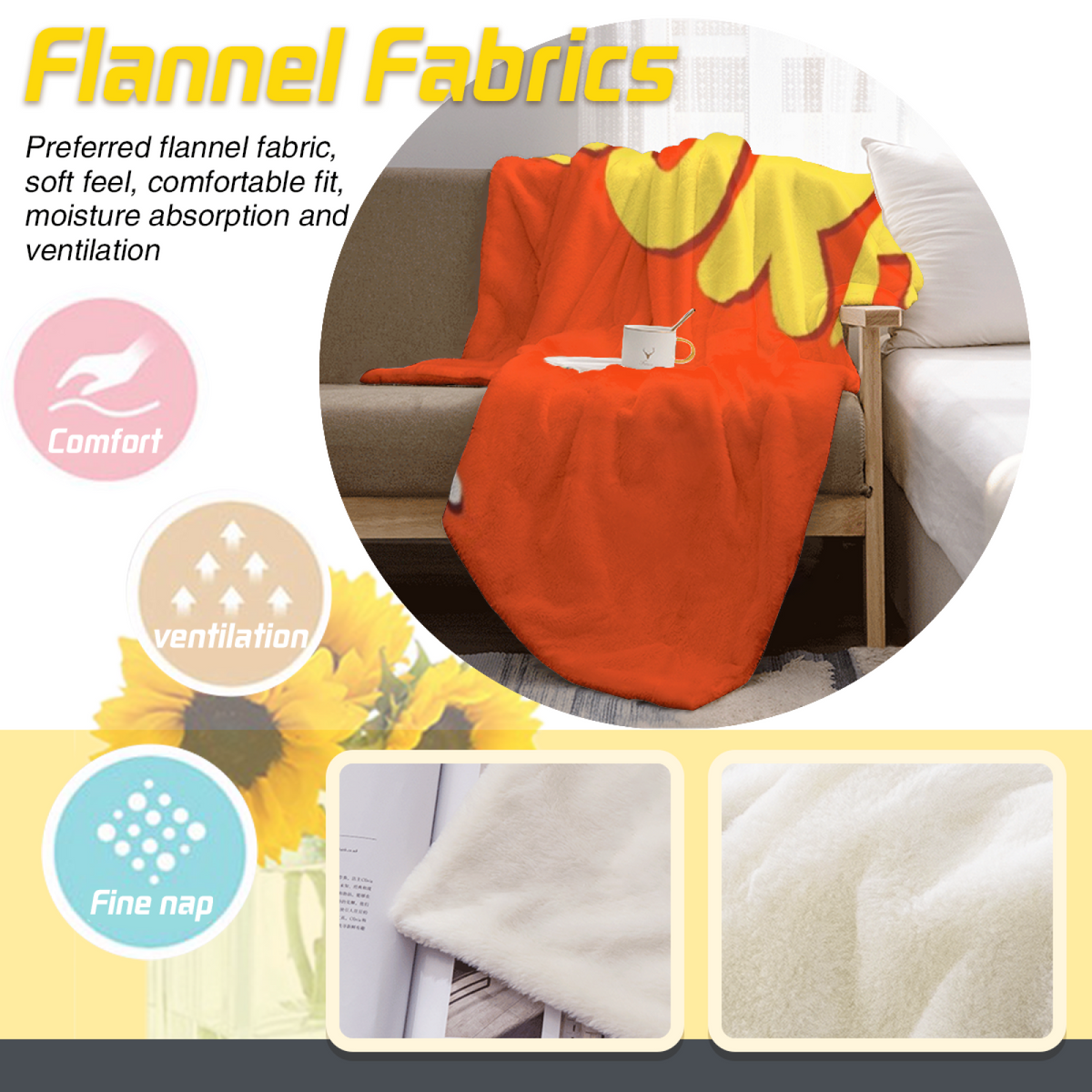 Marigold Jubilee Pastel Multicolor Modern Art Flannel Throw Blanket
