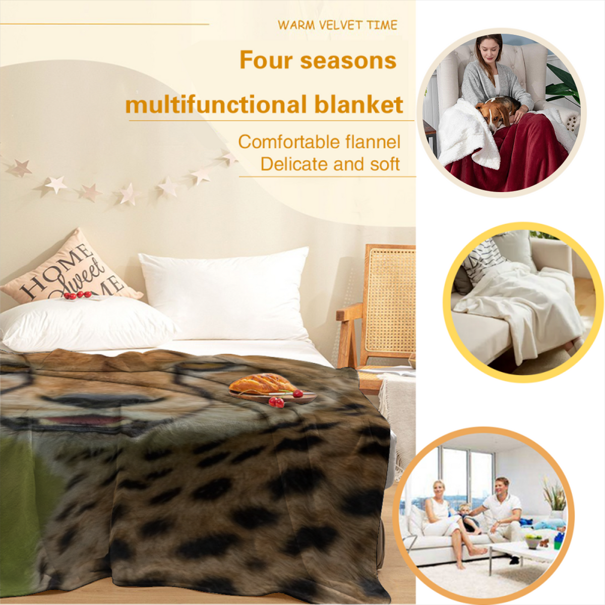 Golden Vista Statement Pattern Lightweight Flannel Throw