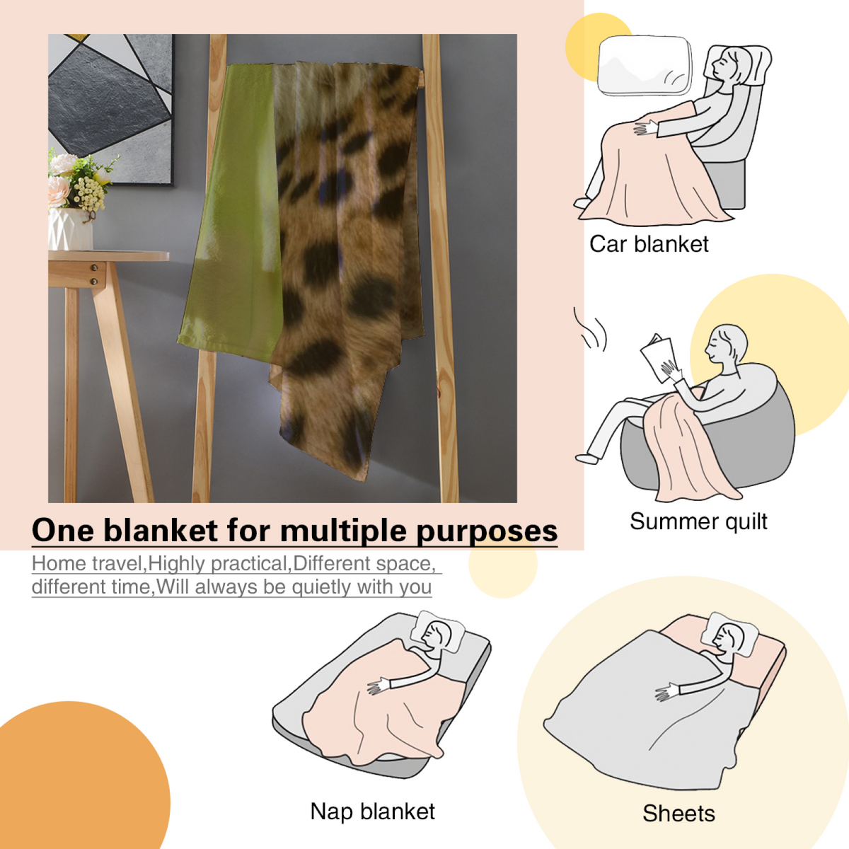 Golden Vista Statement Pattern Lightweight Flannel Throw