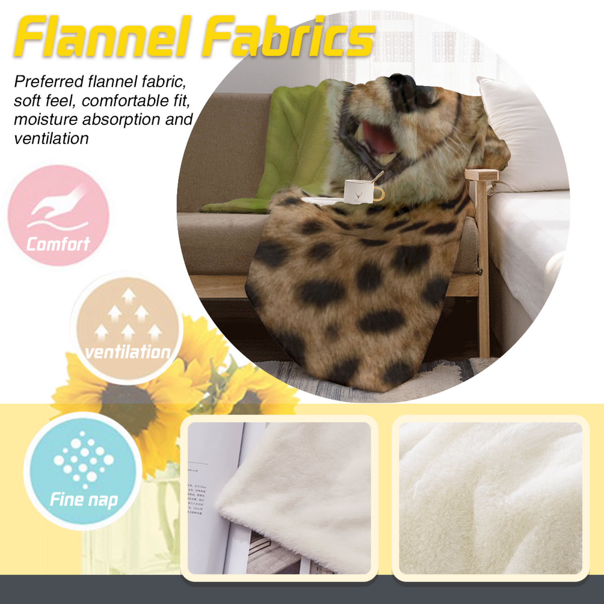 Golden Vista Statement Pattern Lightweight Flannel Throw