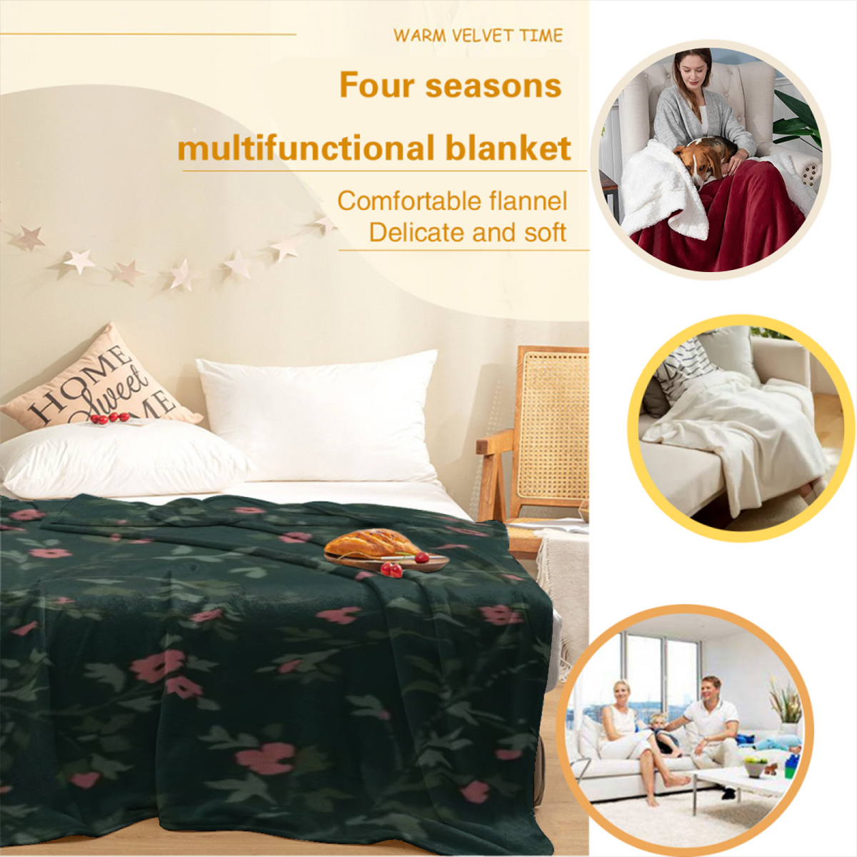 Gilded Galaxy Home Accent Soft Flannel Blanket ¨C Warm Coral