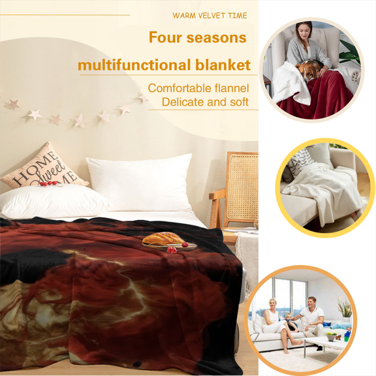 Wildwood Wonder Pastel Multicolor Modern Art Flannel Throw Blanket