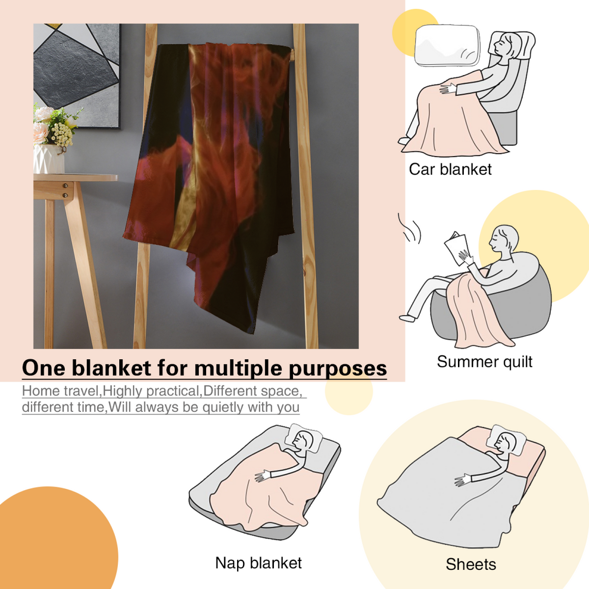 Wildwood Wonder Pastel Multicolor Modern Art Flannel Throw Blanket
