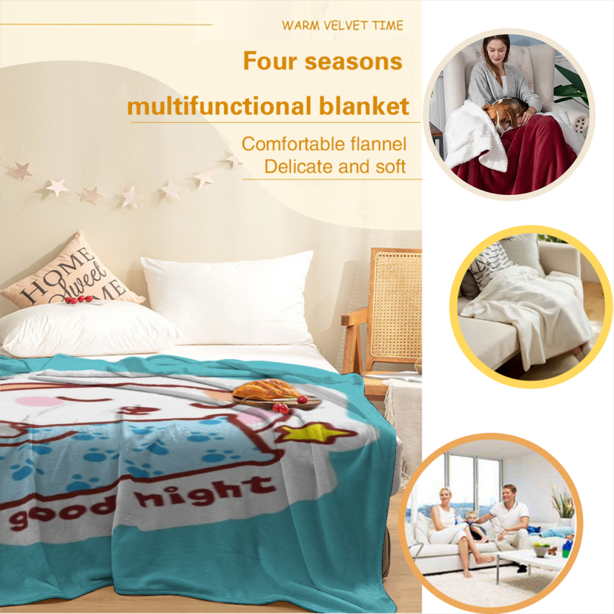 Soft Minimalist All-Season Flannel Blanket ¨C Burnished Nectar Collection