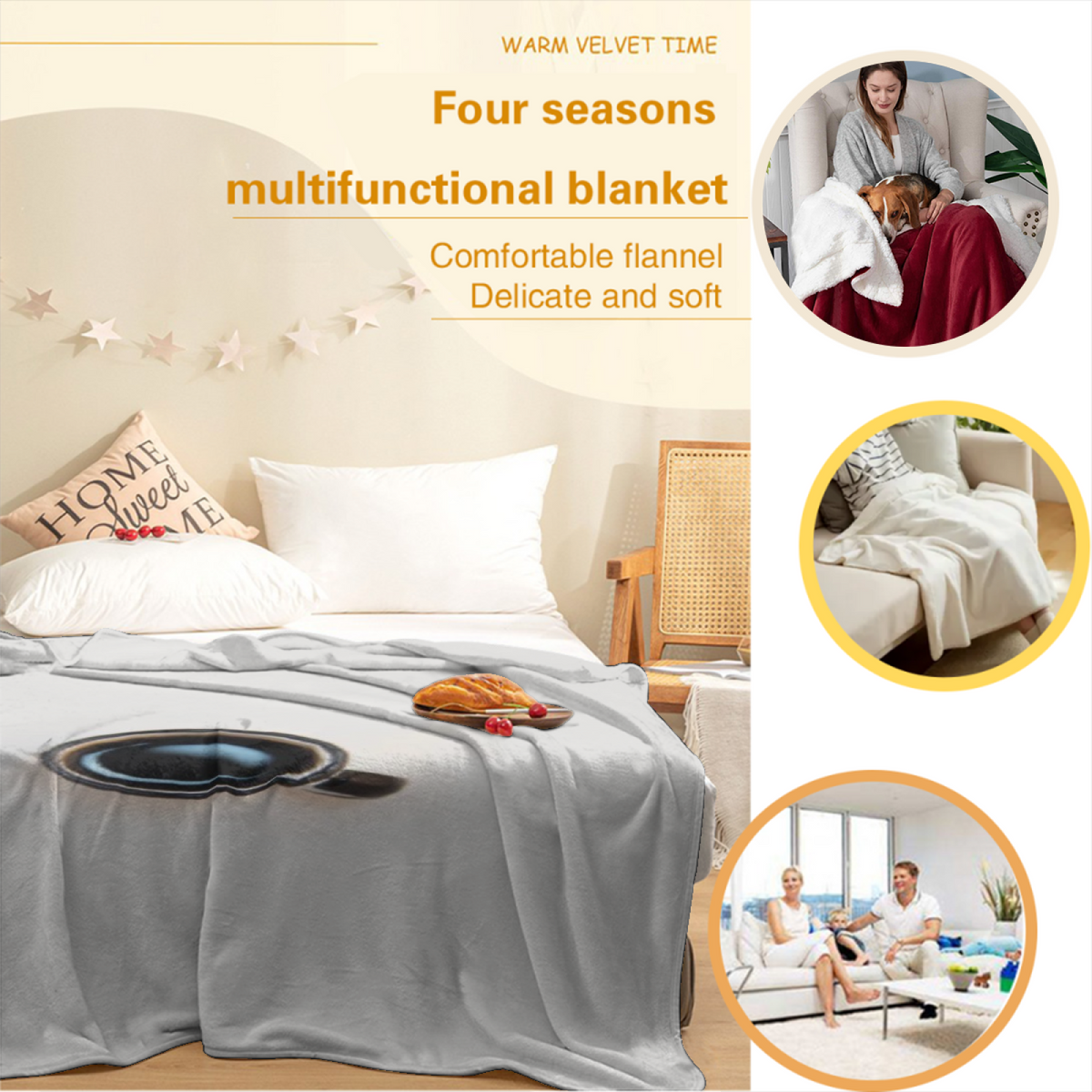 Soft Minimalist Plush Flannel Throw ¨C Prairie Horizon Collection