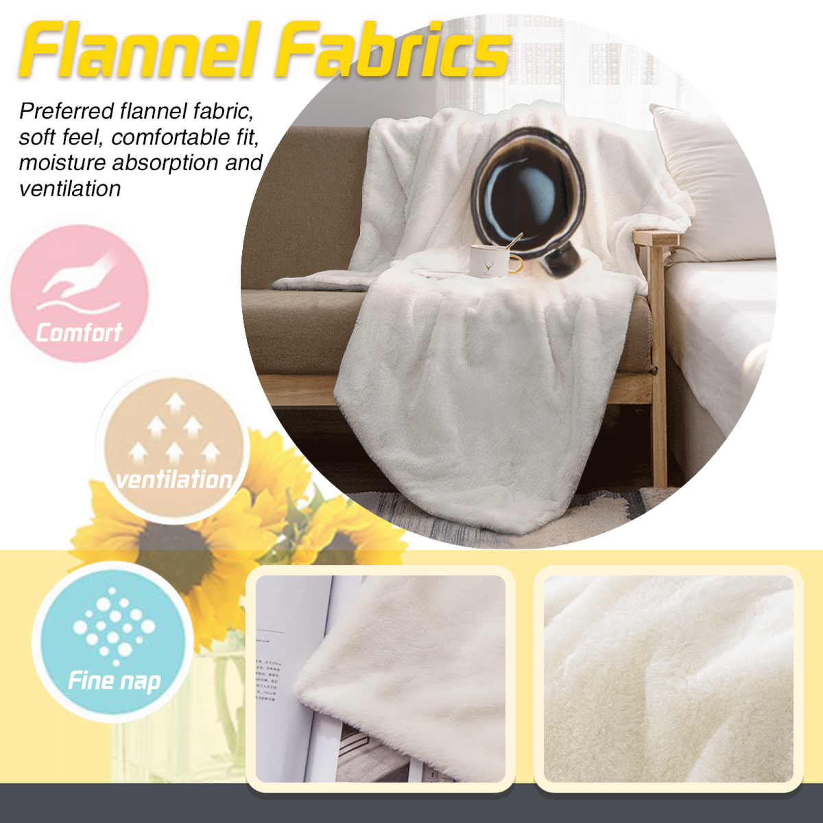 Soft Minimalist Plush Flannel Throw ¨C Prairie Horizon Collection