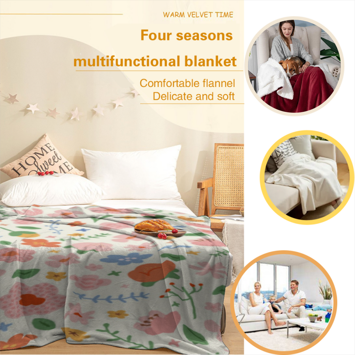 Ivory Dawn Petal Decorative Flannel Blanket