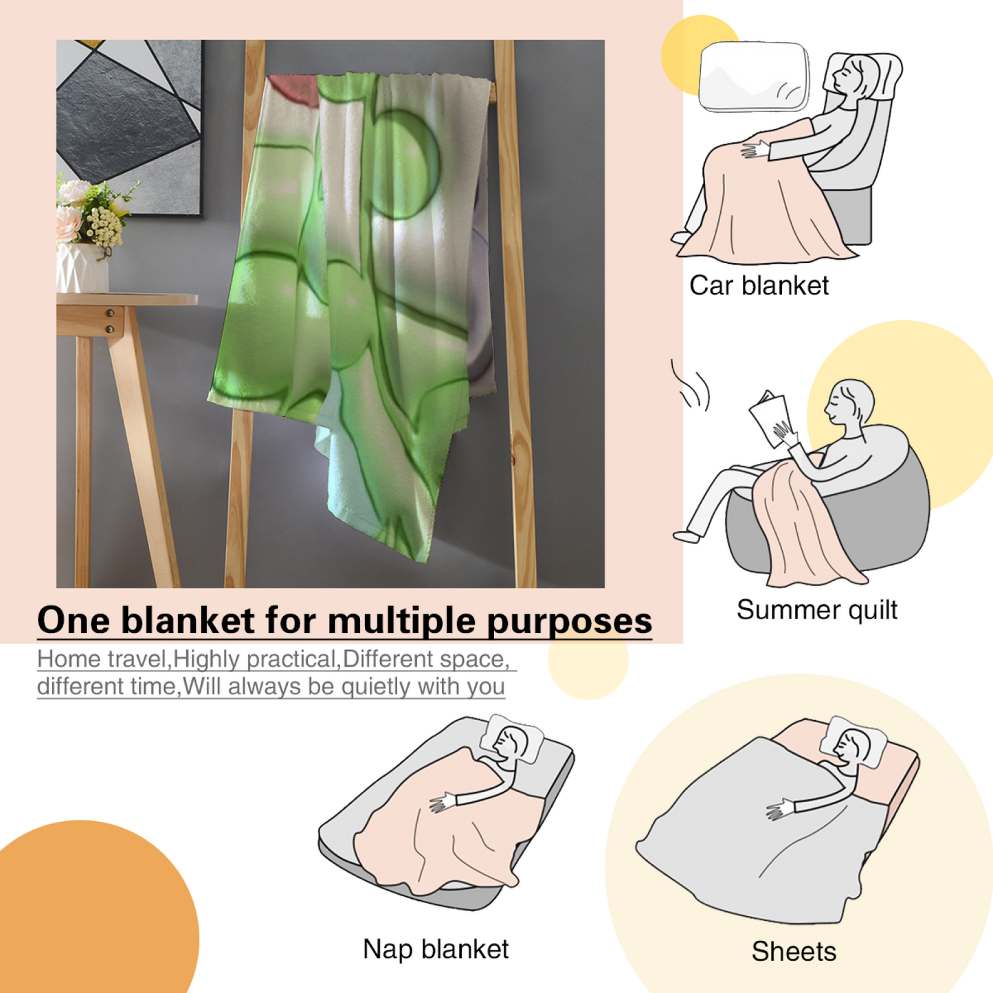 Pastel Flower Flannel Throw Blanket ¨C Colorful Soft Botanical Pattern