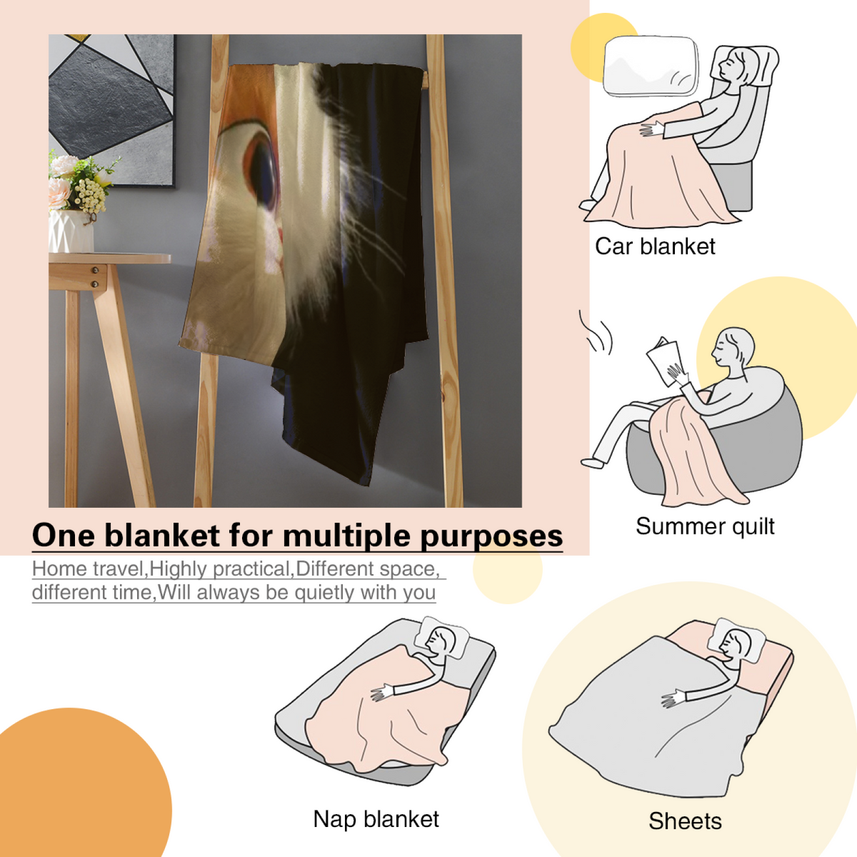 Earthy Neutral Marigold Sprout Soft Flannel Blanket ¨C Contemporary Pattern