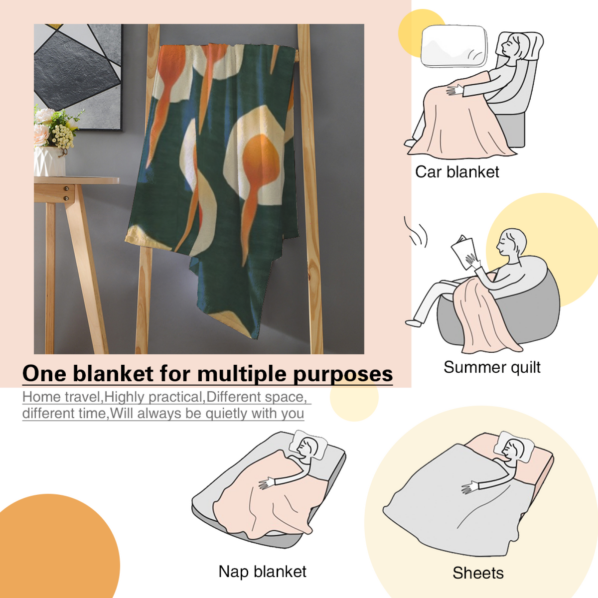 Oceanic Prism Muted Sage Art Decorative Flannel Blanket