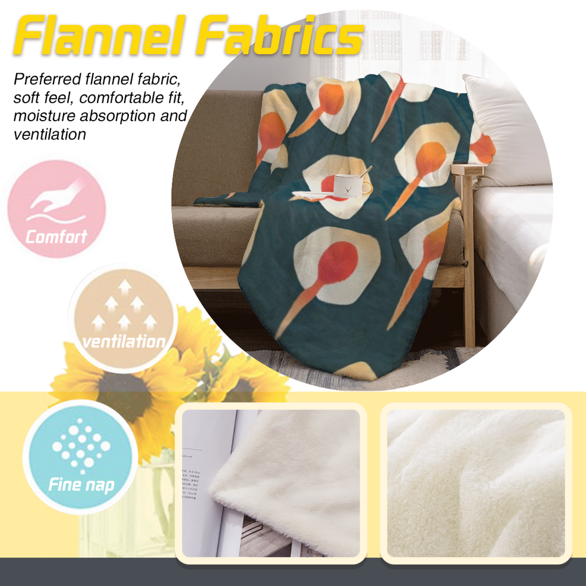Oceanic Prism Muted Sage Art Decorative Flannel Blanket