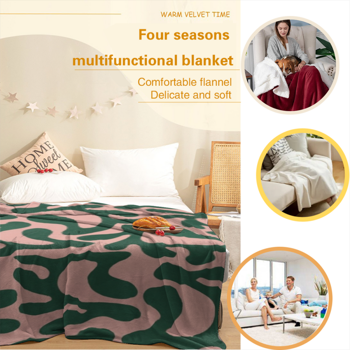 Serene Vista Inspired Cozy Flannel Bed Blanket ¨C Earthy Neutral Palette