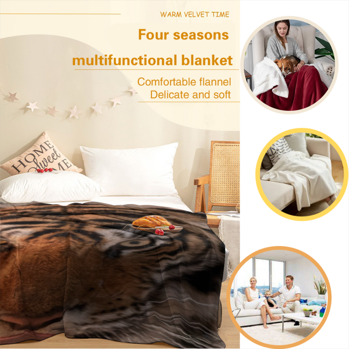 Dreamy Earthy Multicolor Harbor Haven Soft Flannel Blanket