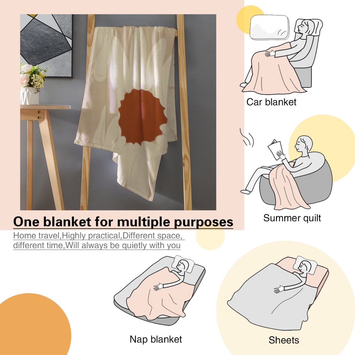 Golden Muse Statement Pattern Decorative Flannel Blanket