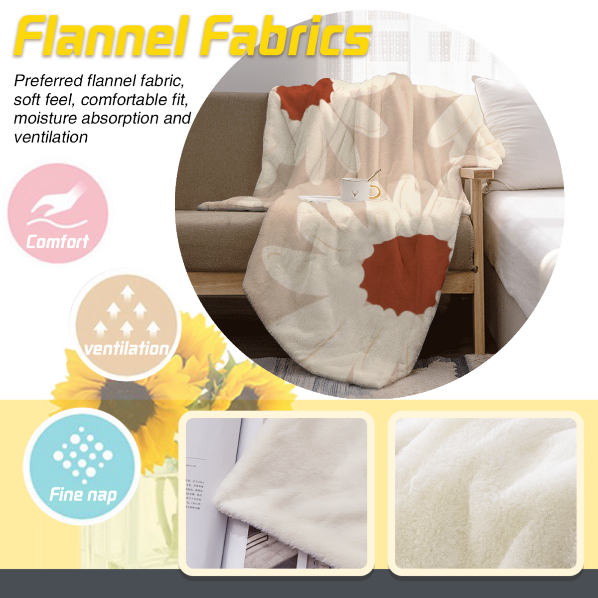 Golden Muse Statement Pattern Decorative Flannel Blanket