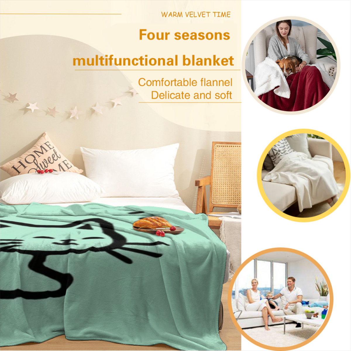 Pastel Multicolor Whimsical Decor Plush Flannel Throw ¨C Aurora Atlas Edition