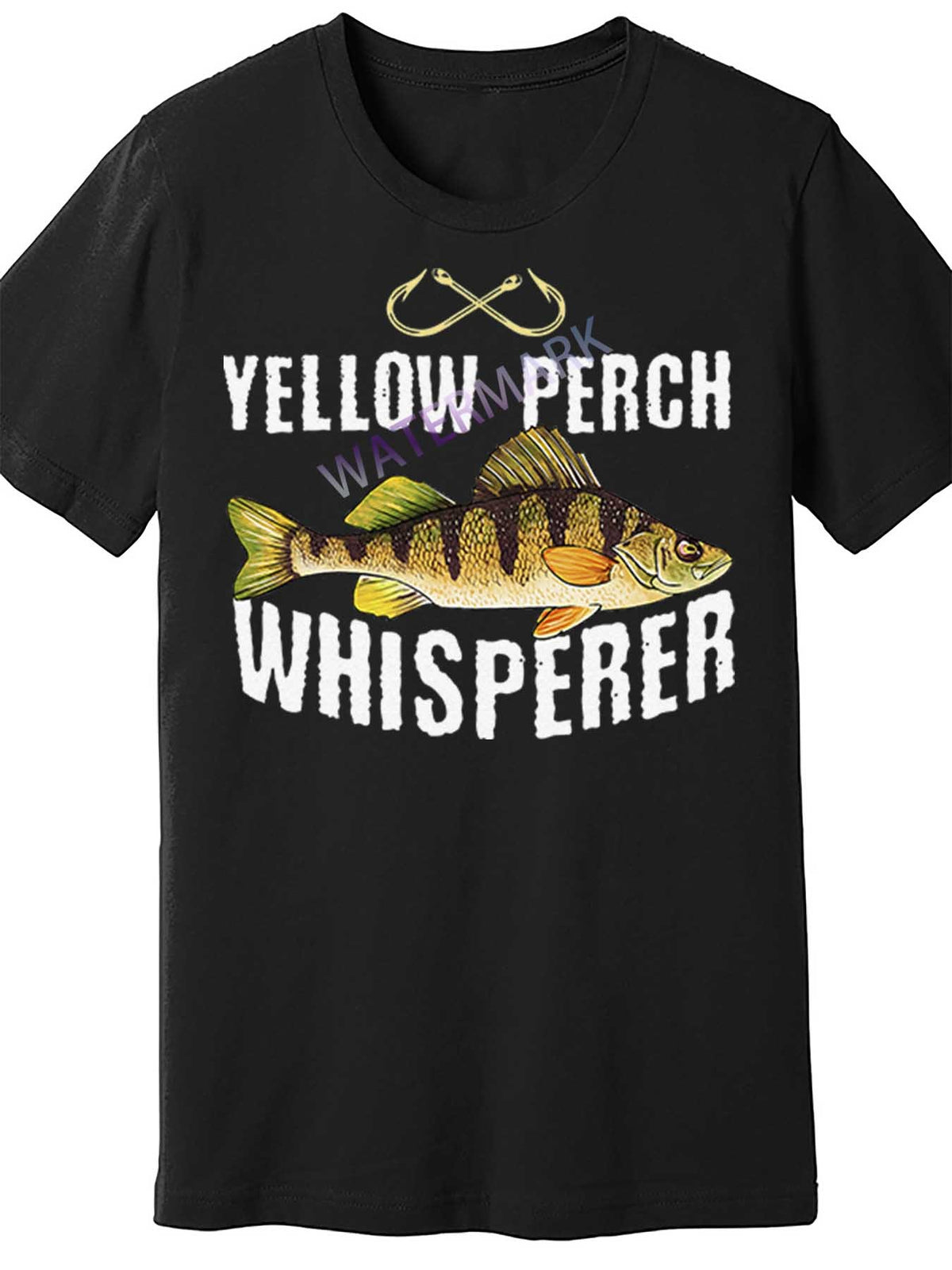 Men's Cotton Crew Neck T-Shirt, Casual Style, Regular Fit, Short Sleeve, Knit Fabric with Medium Stretch, Solid Color, 180g Weight, with Yellow Perch Whisperer Graphic, for All-Season Top, Fishing Apparel | Casual Crew Neck | Cotton Tshirt