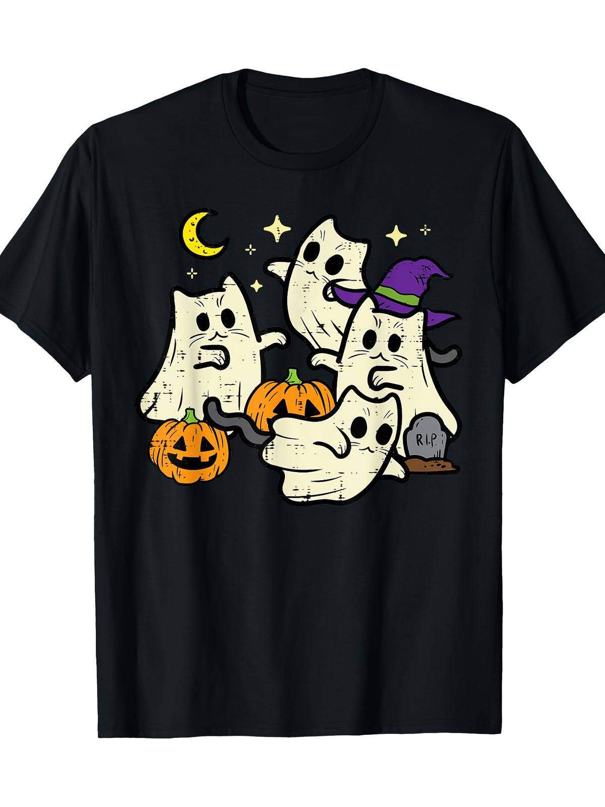 Halloween Black Cats Ghosts Costume Women T-Shirt100% Cotton -220gT-Shirt