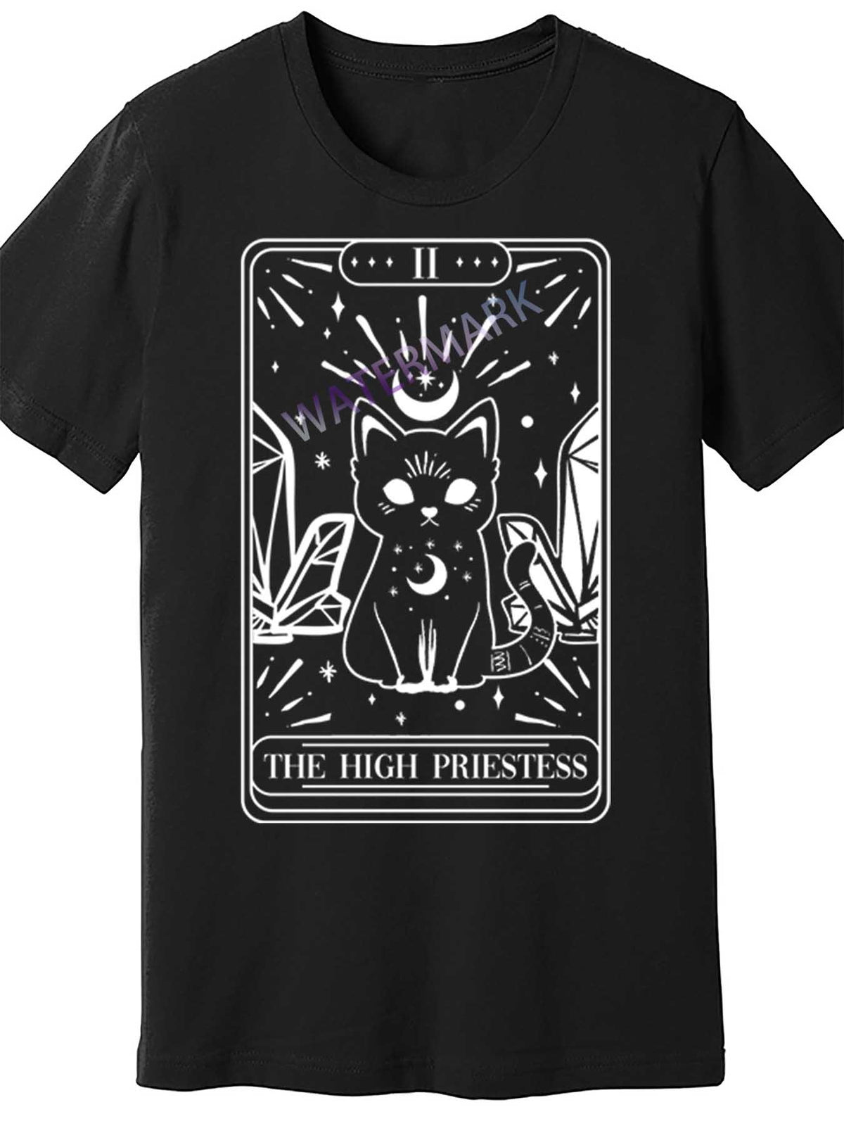 Cat High Priestess Tarot Card Witchy Astrology Gothic Occult Gift 10396 funny Men'S Short Sleeve T-shirt black TT4