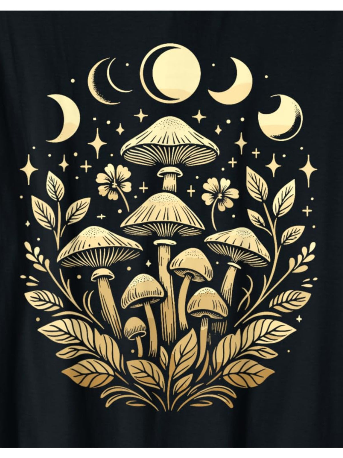Men's Cottagecore-Inspired Mushroom & Moon Graphic T-Shirt - 100% Cotton, Comfortable & Breathable, Short-Sleeved Casual Tee for Casual Attire, Ideal Gift for Him, Leisure Style, Conventional Version, Summer