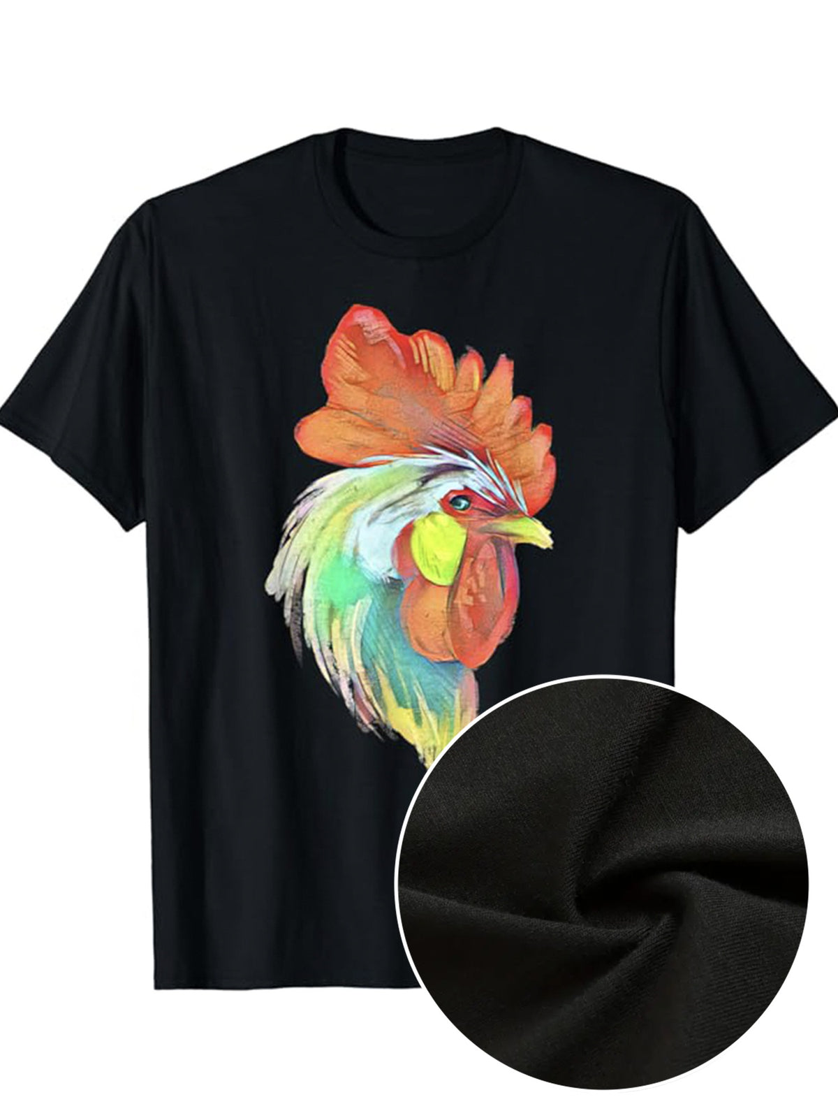 Men's Chicken Print Cotton Short-sleeve Pullover T-shirt