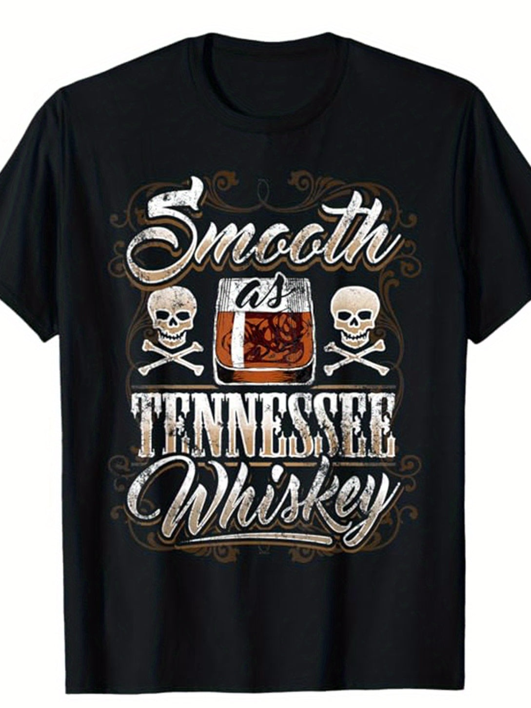 Whiskey Drinking Printed Men's Cotton Graphic T-shirt, Casual Short Sleeve Crew Neck T-shirt, Men's Tee For Outdoor