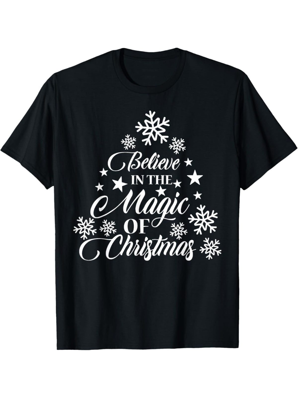 Vintage Christmas Tree Believe in the Magic of Christmas Humor Vintage Printed T-shirt, Men's Casual and Comfortable T-shirt Summer, Men's Short-sleeved Top for Everyday Activities Birthday Gift to Men