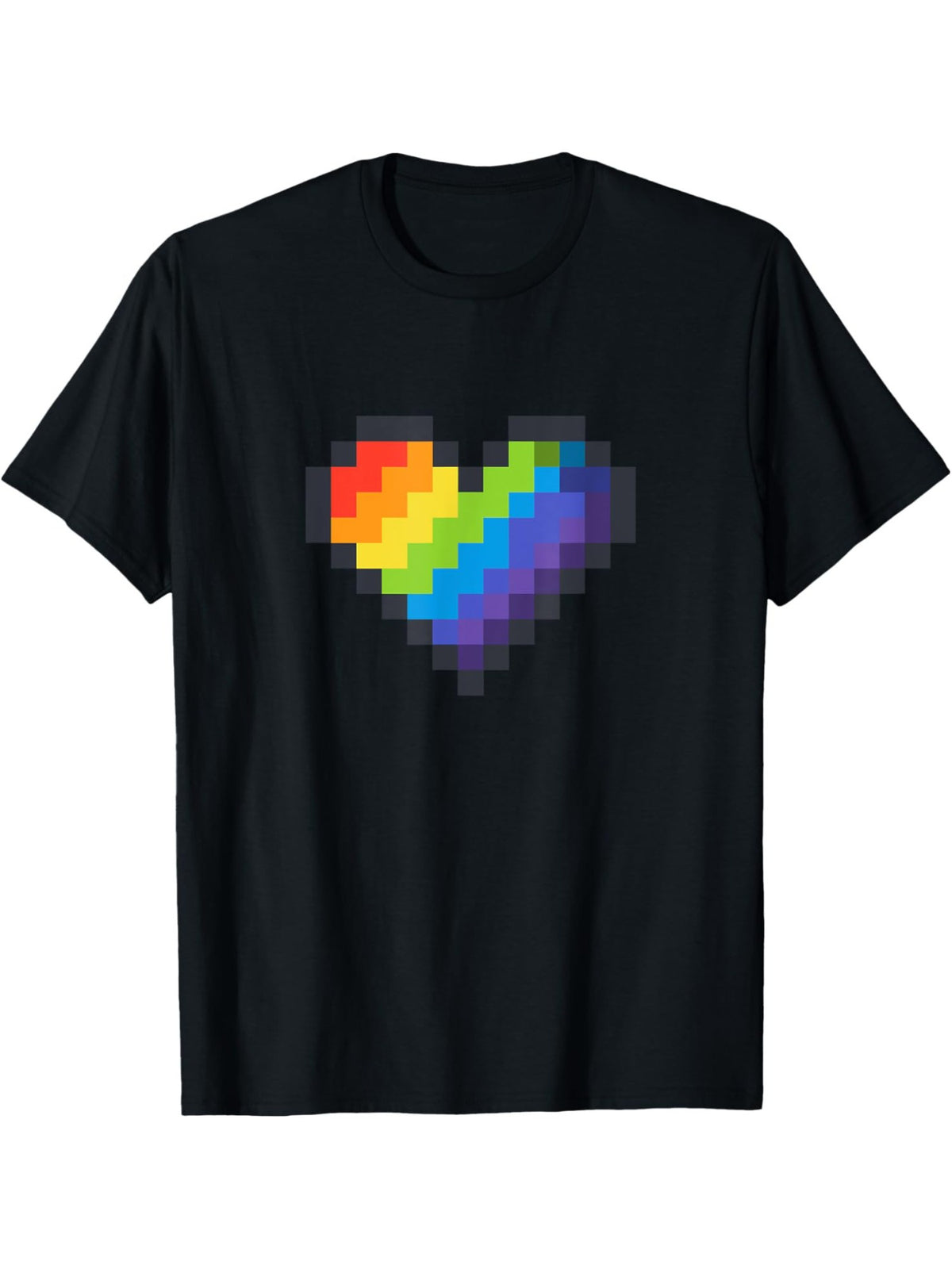 Gamer Rainbow Pixel Heart Funny Rainbow Humor Vintage Printed T-shirt, Men's Casual and Comfortable T-shirt Summer, Men's Short-sleeved Top for Everyday Activities Birthday Gift to Men