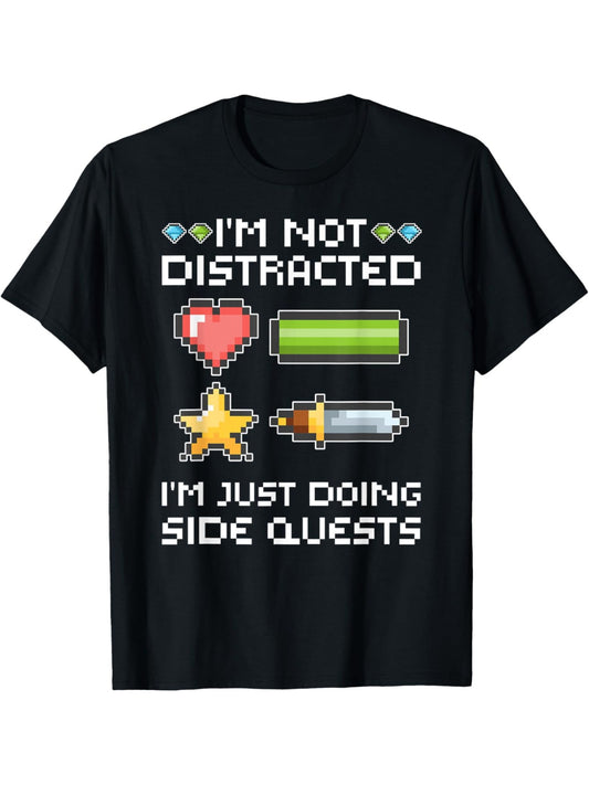 I'm Not Procrastinating I'm Doing Side Quests Retro Trendy Printed T-shirt, Men's Casual and Comfortable T-shirt Summer, Men's Short-sleeved Top for Everyday Activities Birthday Gift to Men
