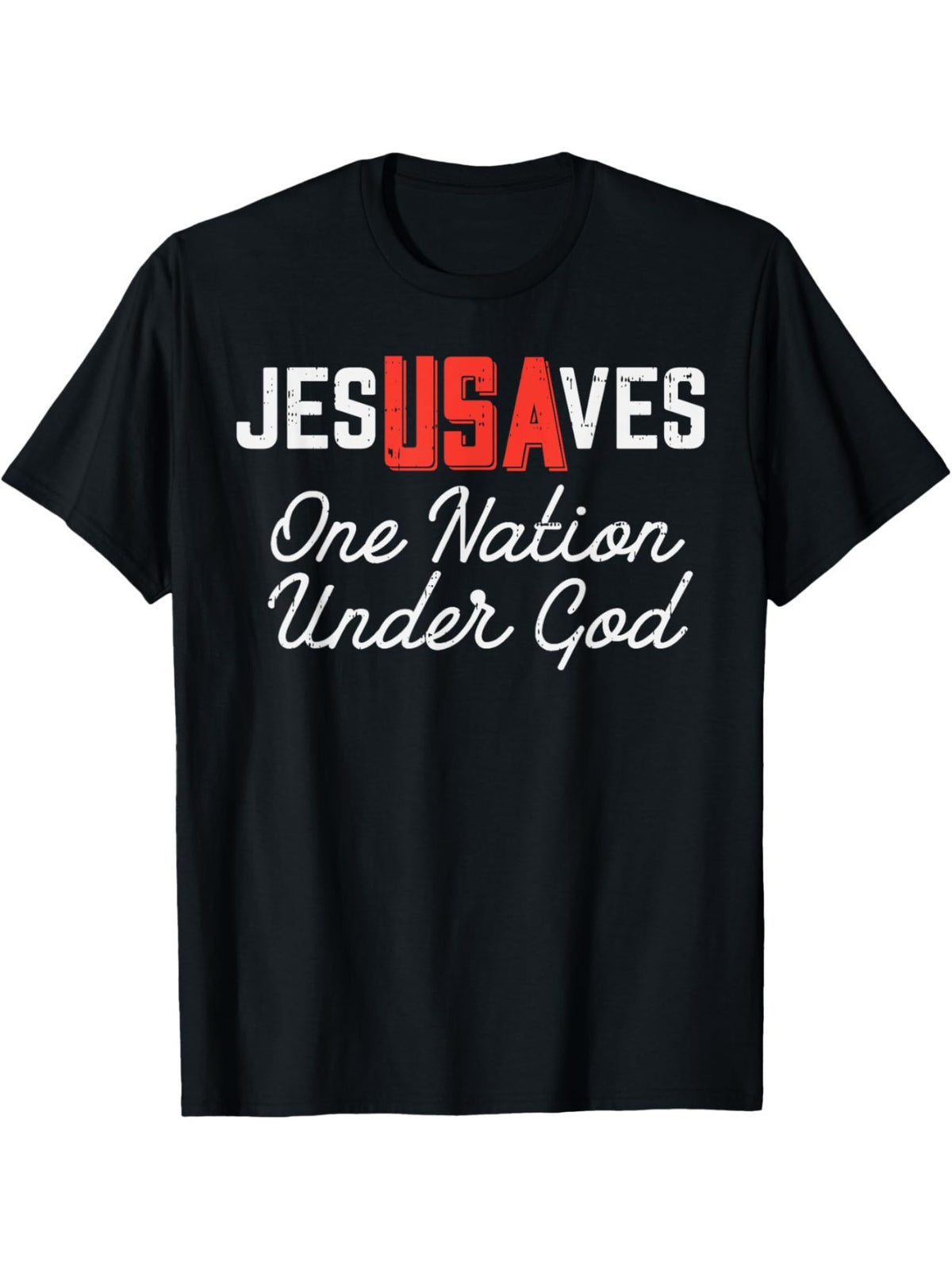 EWHJesus Saves USA One Nation Under God Jesus Christian Gift T-Shirt