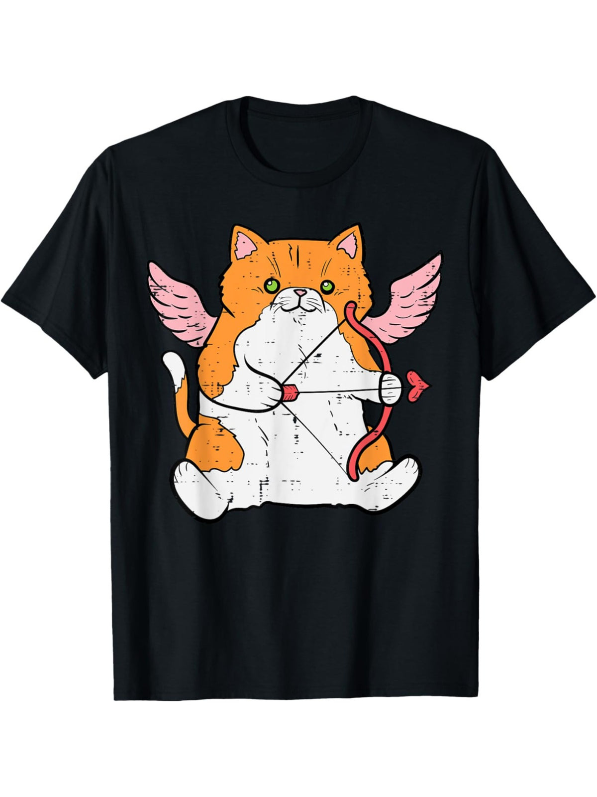 Cupid Cat Funny Valentine's Day Quotes Retro Trendy Printed T-shirt, Men's Casual and Comfortable T-shirt Summer, Men's Short-sleeved Top for Everyday Activities Birthday Gift Valentine's Day Gift to Men