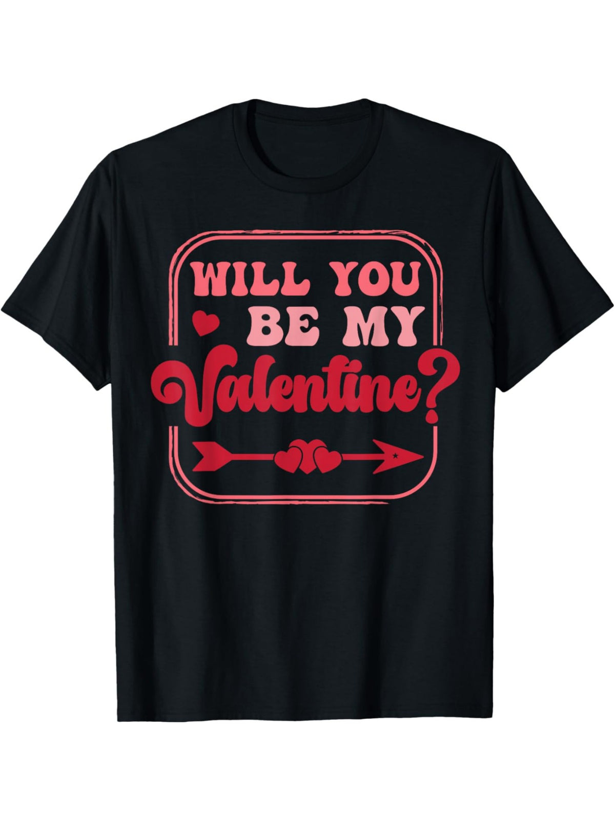 "Will You Be My Valentine" Vintage Heart Print T-Shirt for Men - 100% Cotton, Comfortable Short-Sleeved Top for Daily Wear, Summer Casual Tee, Ideal Birthday Gift