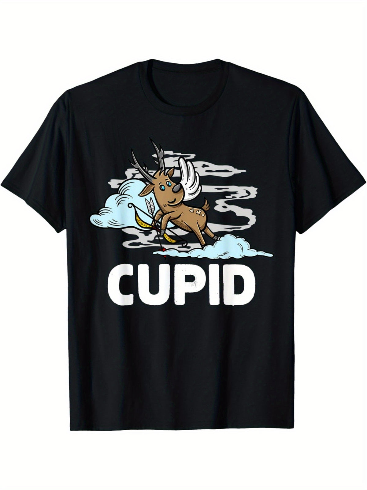 Christmas Santa'S Reindeer Lazy Costume Cupid Funny Valentine'S Day Quotes Retro Trendy Printed T-shirt, Men'S Casual and Comfortable T-shirt Summer, Men'S Short-sleeved Top for Everyday Activities Birthday Gift Valentine'S Day Gift to Men
